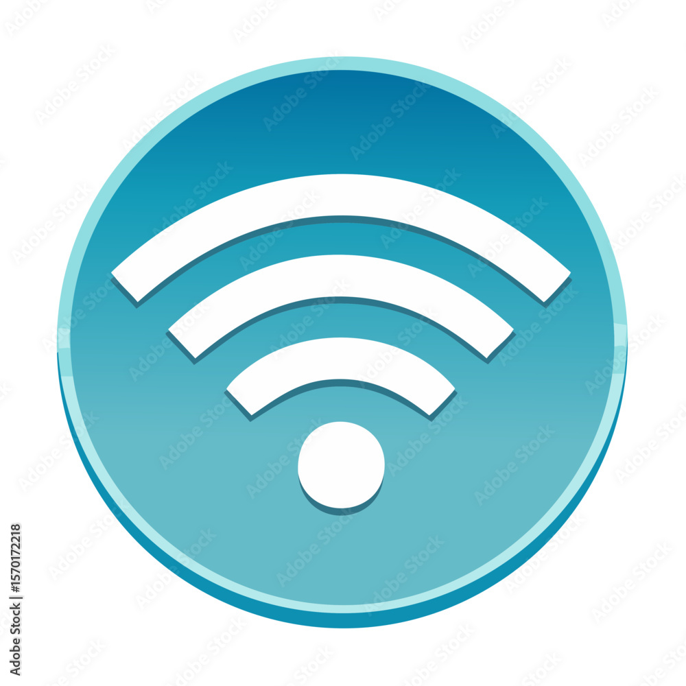 Aufkleber modern wifi symbol icon on gradient blue circle illustrates connection technology and wireless netwo
