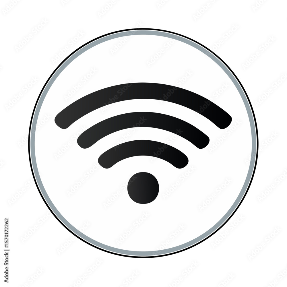 Poster black wireless connection icon in circle frame for internet and networking