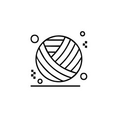 White Volleyball Graphic Surrounded by Dots on Black Background, Sports Equipment Icon