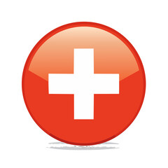 Obraz premium Swiss symbol on red circle icon with highlight. National identity graphic design. European country cultural heritage abstract illustration.