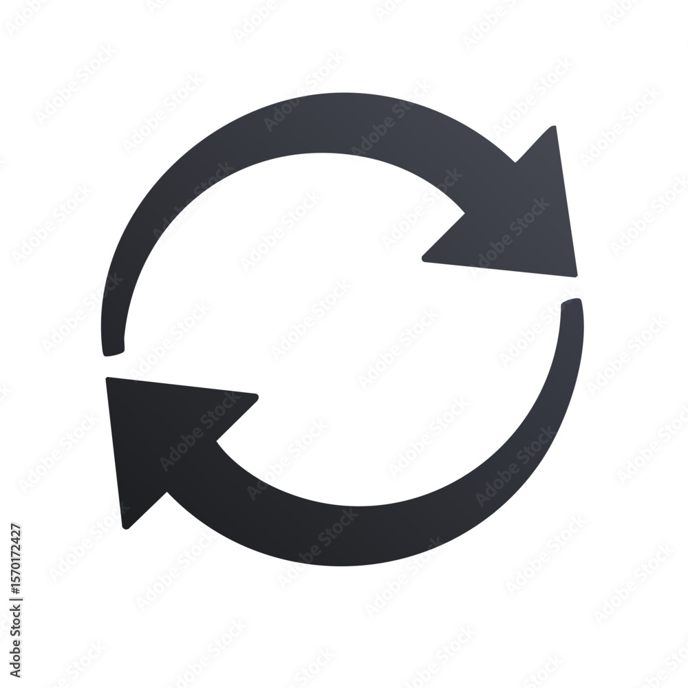 Poster circle of arrows rotating symbol on black background loop process illustration forward backward move