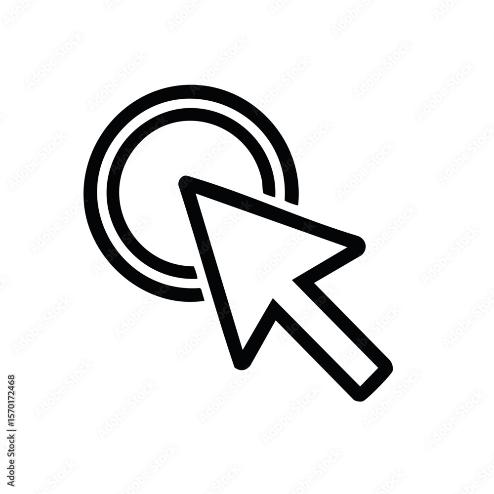 Fototapete Cursor hovering over a button outline icon pointing clicking selecting in black background for user interface or web design projects