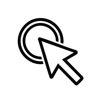 Cursor hovering over a button outline icon pointing clicking selecting in black background for user interface or web design projects