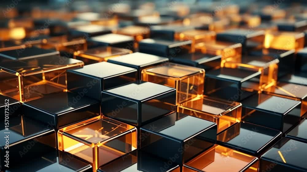 Poster abstract cubes: an abstract representation of interconnected cubes, showcasing a mesmerizing play of