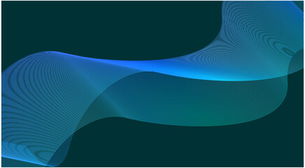 Abstract Wave Background Blue Cyan Color Stylized Lines Art Vector Illustration