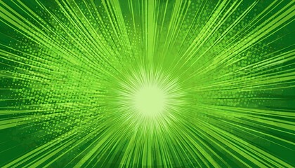 Obraz premium abstract green background with exploding comic lines and graphic dots
