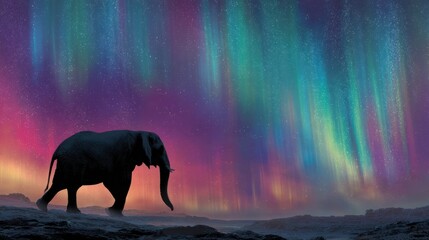 Elephant Under Aurora
