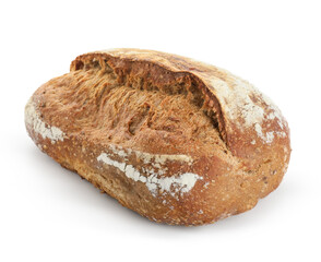 Loaf of tasty rye bread isolated on white background