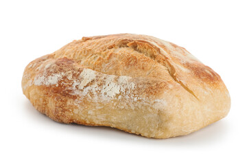 Loaf of tasty bread isolated on white background