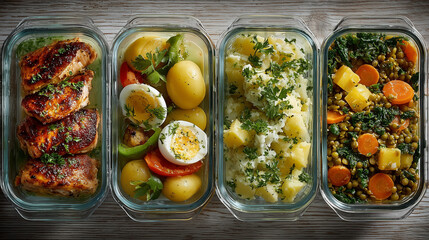 German-Style Meal Prep Containers with Balanced Healthy Dishes