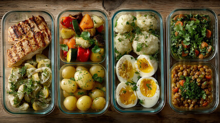 German-Style Meal Prep Containers with Balanced Healthy Dishes