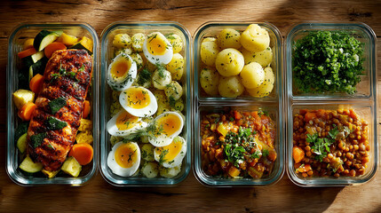 German-Style Meal Prep Containers with Balanced Healthy Dishes