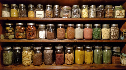 Organized Prepper Pantry with Emergency Food Supplies and Gear