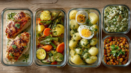 German-Style Meal Prep Containers with Balanced Healthy Dishes