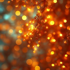 A captivating close-up of shimmering golden lights amidst a warm, blurred background, perfect for festive or cozy themes.