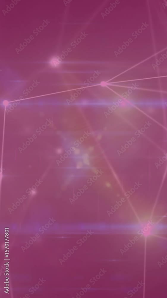 Aufkleber animation of glowing particles and light over network of connections on red background