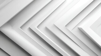 Obraz premium Layers of white panels create an abstract geometric design that adds depth and dimension to the space, showcasing a minimalist aesthetic. This architectural feature highlights contemporary style.