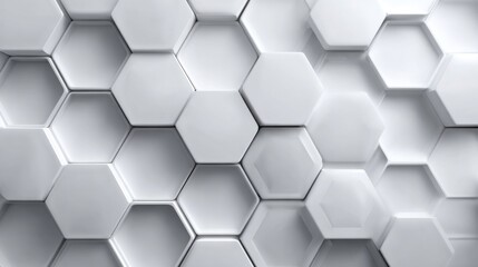 Fototapeta premium Close-up view of hexagonal tiles in a seamless arrangement, creating a clean, modern aesthetic. The design highlights various shades and textures while emphasizing simplicity.