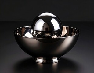 Polished metal bowl with sphere