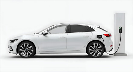 eco friendly electric vehicle recharging isolated.