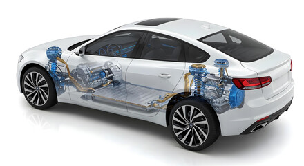 cutaway diagram of modern electric vehicle.