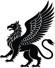 Obraz premium Majestic Griffin Mythical Creature Illustration, Powerful Wings, Legendary Beast