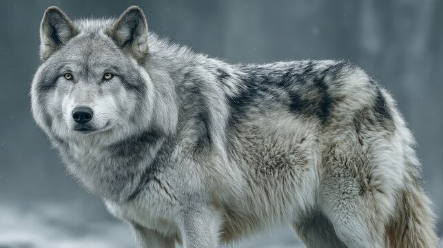 Gran lobo, &aacute;rtico, gris, majestuoso y gigante.

