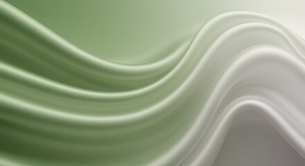 Abstract Green Silk Fabric Background Texture - Elegant Wave Pattern
