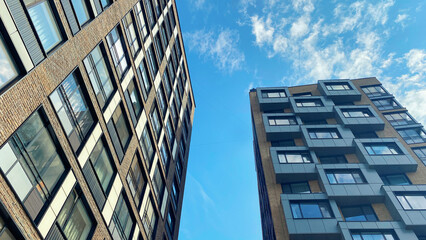 Architecture and real estate, modern residential apartment building with large panoramic windows