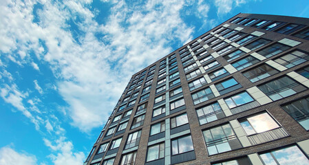 Architecture and real estate, modern residential apartment building with large panoramic windows