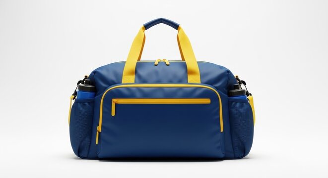 mochila esportiva azul mockup em fundo branco

