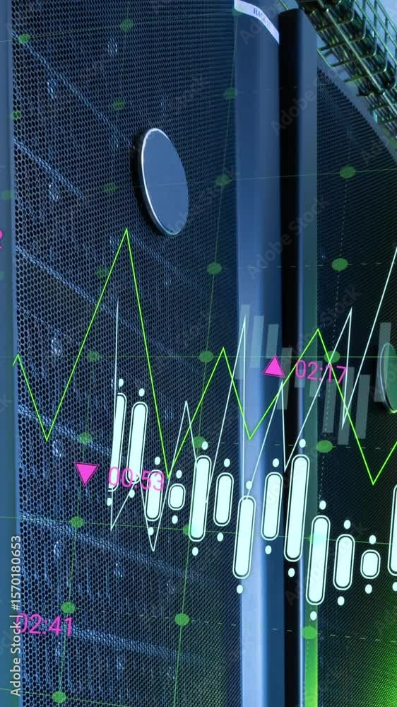 Poster animation of data processing over computer servers