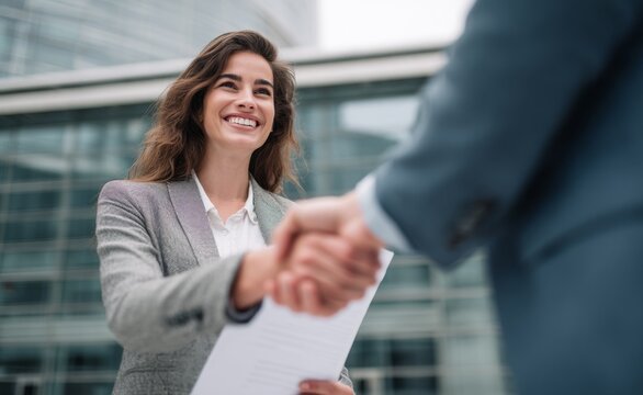 Mujer de negocios o empresaria, gozando de la felicidad y el &eacute;xito.