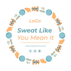 Minimal colorful frame of sport equipment. Gym and fitness items highlighting exercise, training, and workout themes. Vibrant banner design for healthy lifestyle concepts dynamic background