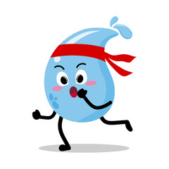 Cute Hand Drawn Water Drop Running Jogging