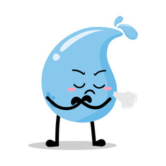 Cute Hand Drawn Annoyed Grumpy Water Drop