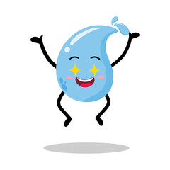 Cute Hand Drawn Water Drop Excited jump