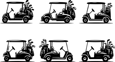 vector sketch silhouette illustration of golf cart vehicle to drive on the course