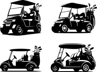 vector sketch silhouette illustration of golf cart vehicle to drive on the course
