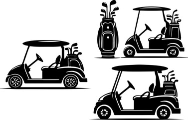 vector sketch silhouette illustration of golf cart vehicle to drive on the course