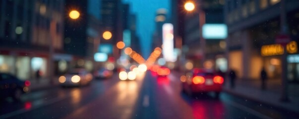 Fototapeta premium Dreamy Abstract Urban Nightscape Blurred City Lights and Buildings Create a Modern, Atmospheric Background Ideal for Design Projects