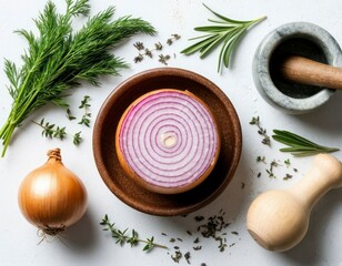 Onion and Herbs for Natural Remedy