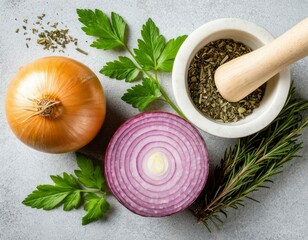 Onion and Herbs for Natural Remedy