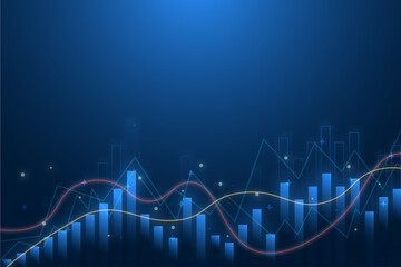 Stock market investment data and analysis finance graph. Business financial chart with moving up arrow graph.