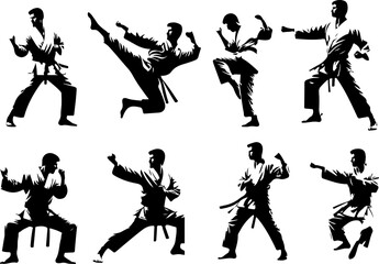 Vector sketch illustration collection of designs of warriors who have karate martial arts with uniforms © Darji