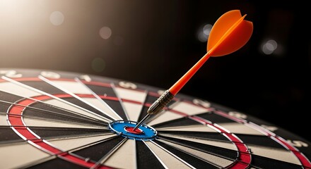 Fototapeta premium Dart Hitting Center of Dartboard for Accuracy and Success