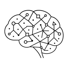 Brain Neural Network Connectivity Abstract Vector Line Art