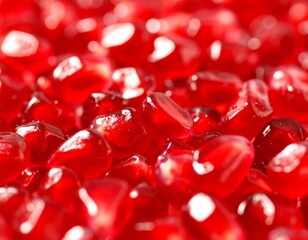 Vibrant Pomegranate Seeds: A close-up shot of juicy, ruby-red pomegranate seeds, showcasing their texture and color. This image captures the essence of freshness and natural beauty.