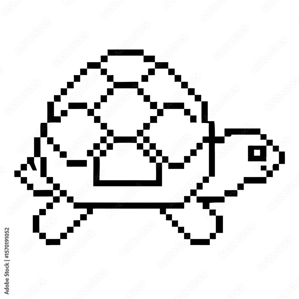 Aufkleber unique pixel art representation of a detailed tortoise in a simple format