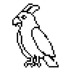 Fototapeta premium Detailed pixel art depiction of a cockatoo bird in a minimalist style showcasing its features
